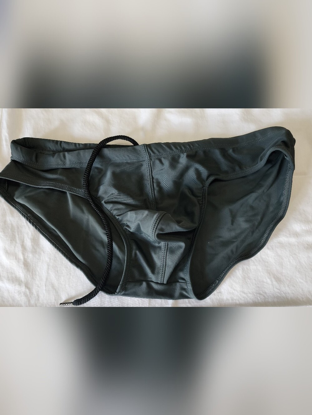 Men's Dark Grey Swim Brief with Drawcord
